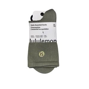NWT Lululemon Daily Essential Socks XL Olive Green Quarter Length Unisex 1 Pair